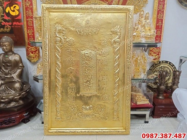 Tranh Cửu Huyền Thất Tổ bằng đồng mạ vàng 24k kích thước 1m x 1m47