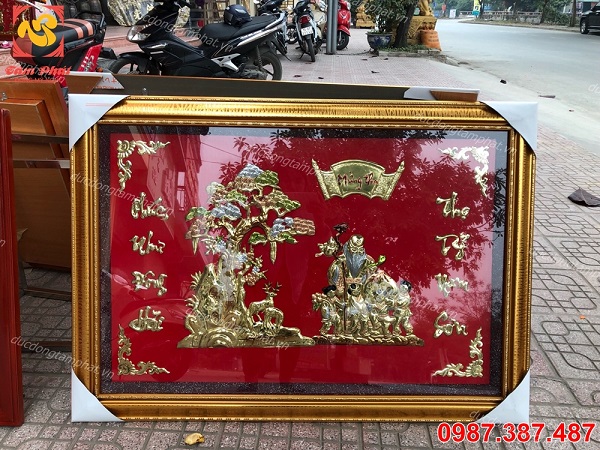 Tranh mừng thọ bằng đồng 1m2 thúc thủ công