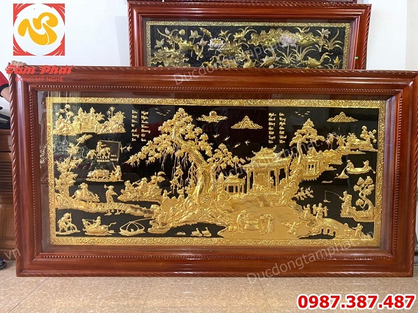 Tranh đồng quê mạ vàng kích thước 2m3 cao cấp tuyệt đẹp..!