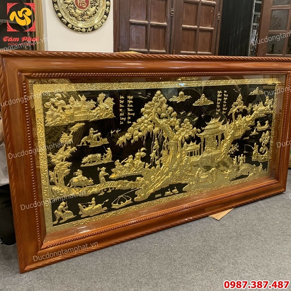 Tranh đồng quê mạ vàng tinh xảo kích thước 2m3 x 1m2 giá xưởng..!