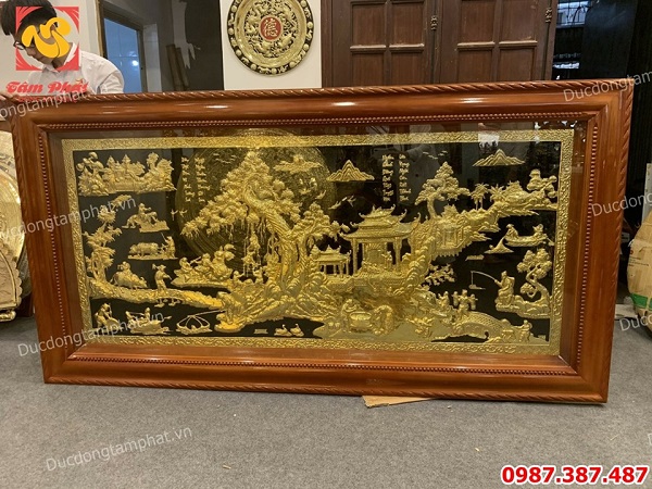 Tranh đồng quê mạ vàng tinh xảo kích thước 2m3 x 1m2 giá xưởng..!
