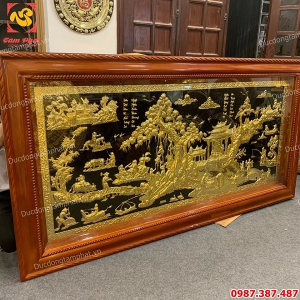 Tranh đồng quê mạ vàng tinh xảo kích thước 2m3 x 1m2 giá xưởng..!