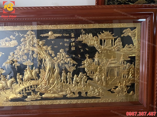 Tranh đồng Vinh quy bái tổ 2m3 x 1m2 mạ vàng 24k