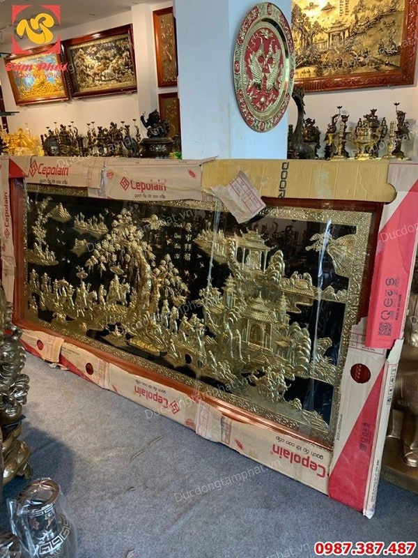 Tranh đồng Vinh Quy Bái Tổ giá rẻ, lắp đặt tranh đồng 2m55 x 1m255 cho Anh Tuyên - Hải Dương