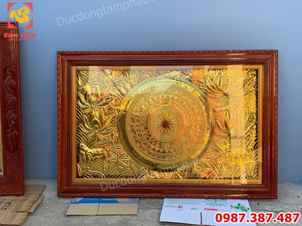 Tranh mặt trống Hoa sen kích thước 2m55 x 1m35 bàn giao cho khách- siêu đẹp.!