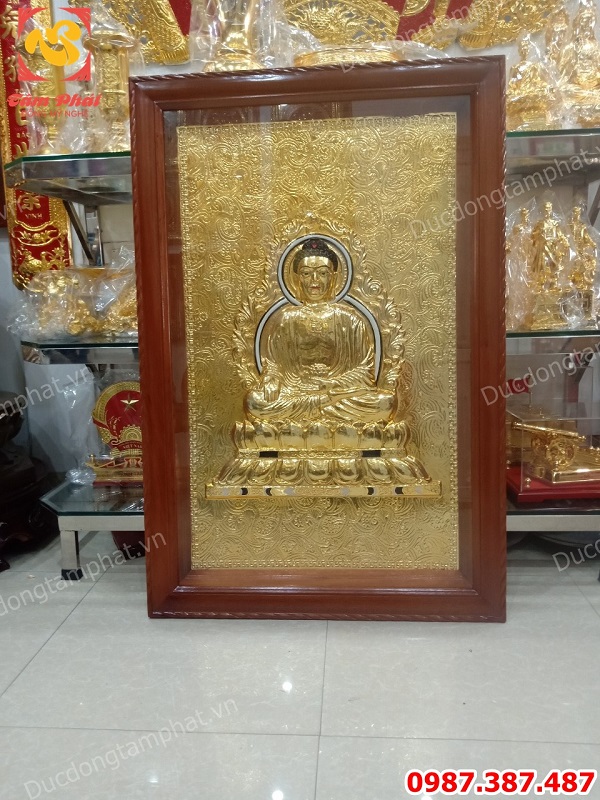 Tranh tượng Phật A Di Đà bằng đồng mạ vàng 24k kích thước 80cm x 1m2 tuyệt đẹp..!