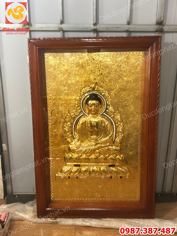 Tranh tượng Phật A Di Đà bằng đồng mạ vàng 24k kích thước 80cm x 1m2 tuyệt đẹp..!