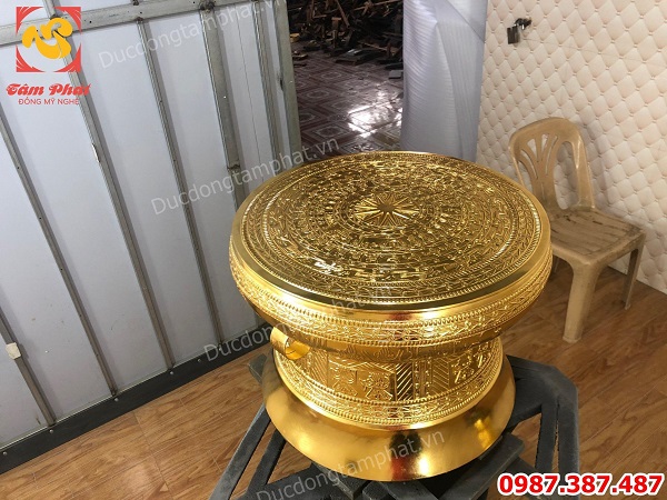 Trống đồng dát vàng lắp đặt và bàn giao cho khách Bắc Ninh