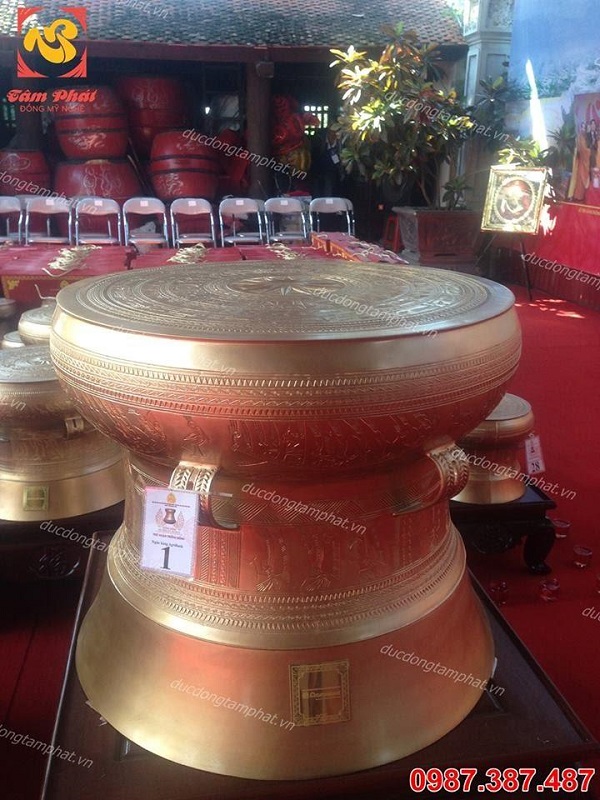 Trống đồng đường kính 50cm, đồng đỏ cao cấp