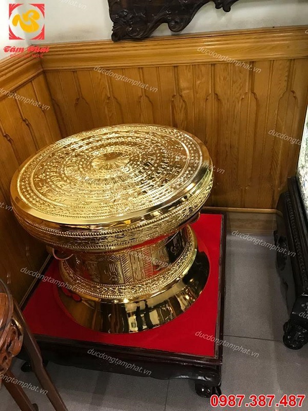 Trống đồng Ngọc Lũ mạ vàng 24k đường kính 40cm