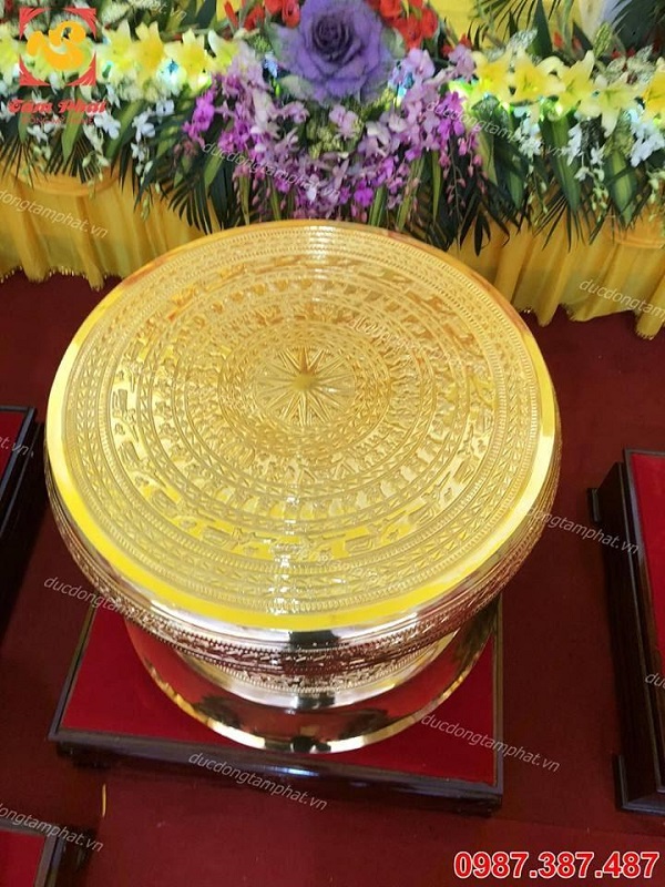 Trống đồng quà tặng làm từ đồng vàng nguyên chất
