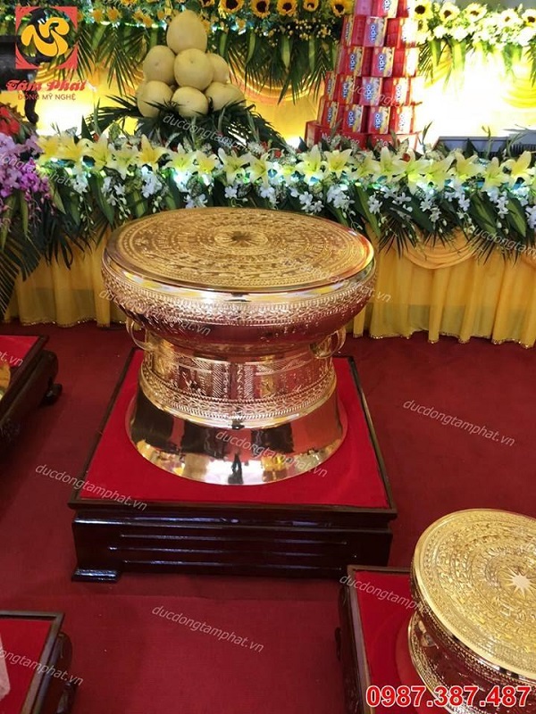 Trống đồng quà tặng làm từ đồng vàng nguyên chất
