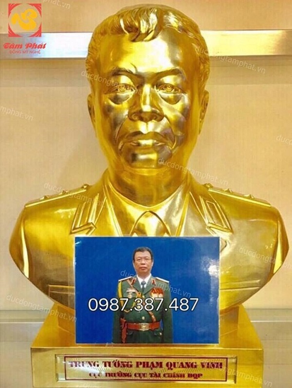 Tượng chân dung, Tượng truyền thần bằng đồng thếp vàng 9999 sắc nét
