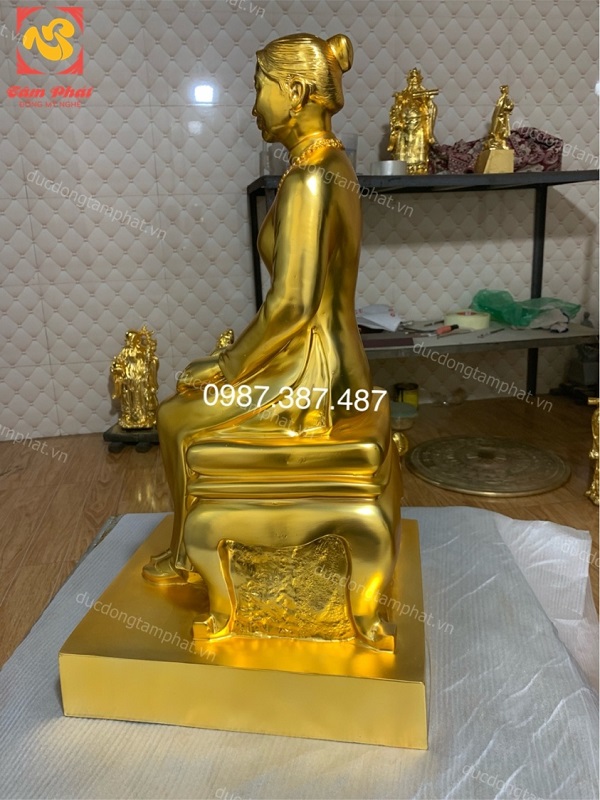 Tượng chân dung, tượng truyền thần cao 60cm mạ vàng 24k