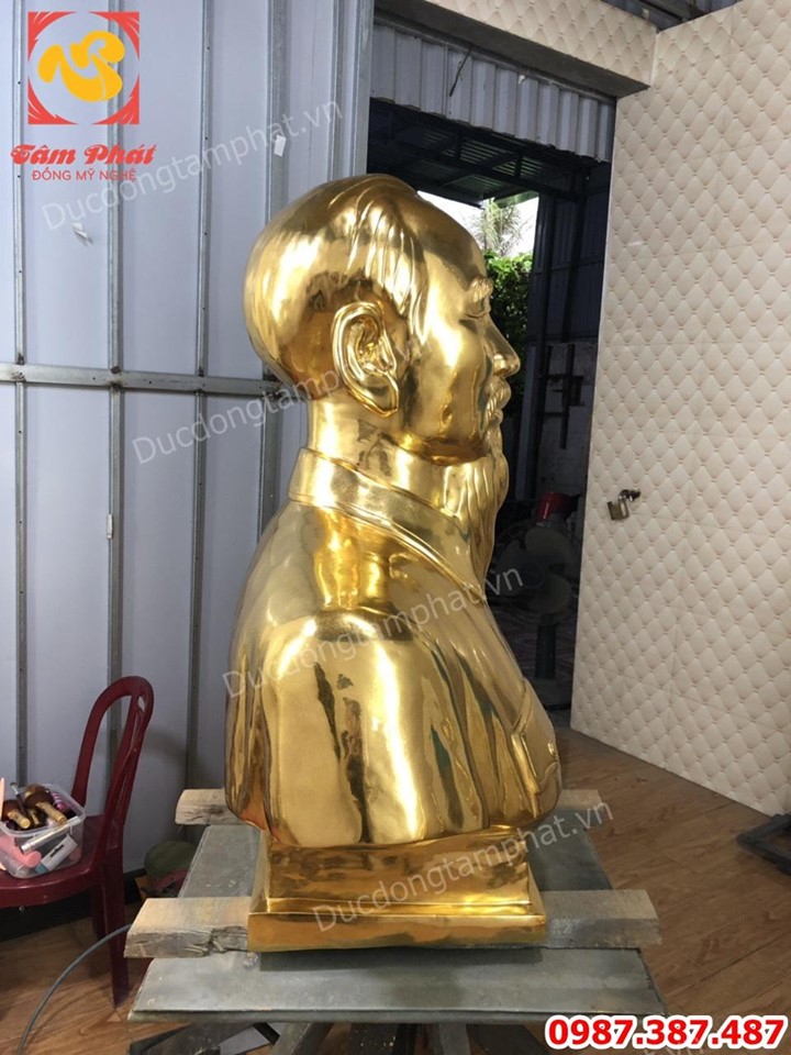 Tượng đồng Bác Hồ cao 90cm thếp vàng 9999!!!