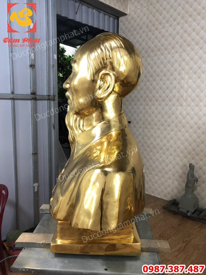 Tượng đồng Bác Hồ cao 90cm thếp vàng 9999!!!