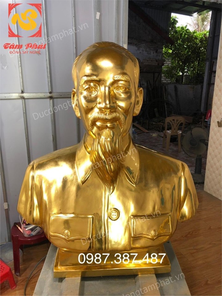 Tượng đồng Bác Hồ cao 90cm thếp vàng 9999!!!