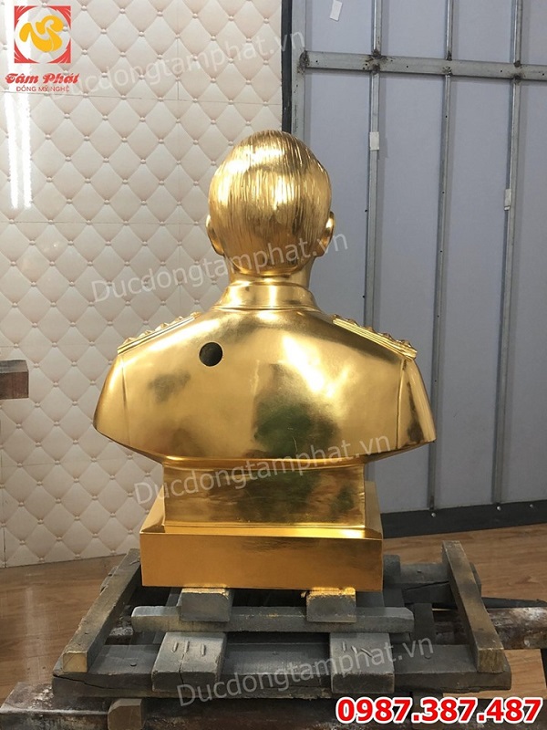 Tượng đồng Đại tướng Võ Nguyên Giáp, tượng Bác Giáp cao 48cm dát vàng 9999 cho công an Quảng Bình.!