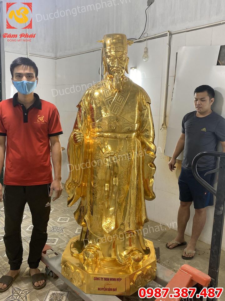 Tượng đồng Khổng Minh cao 1m7 mạ vàng - bàn giao cho khách Hải Dương.! 