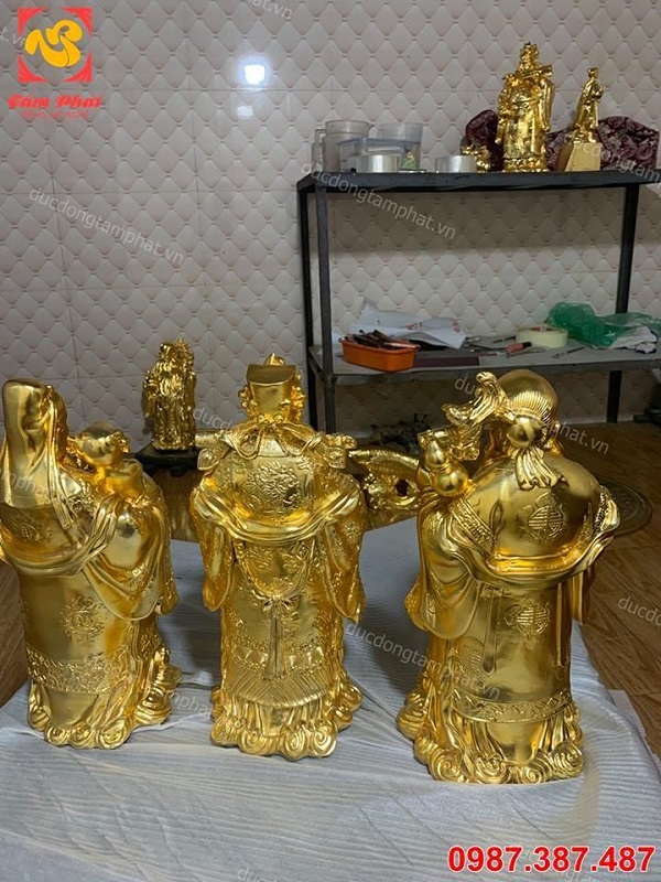 Tượng đồng Tam đa Phúc Lộc Thọ cao 40cm mạ vàng 24k