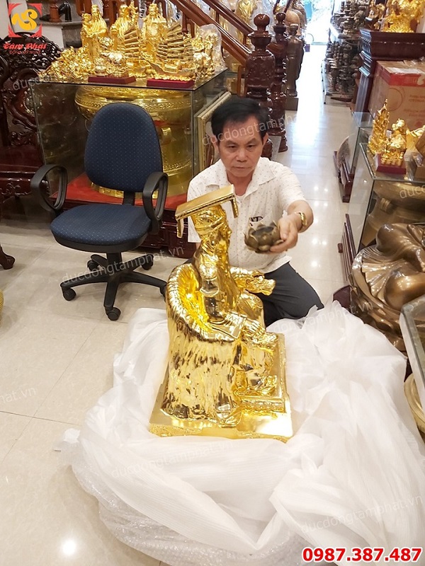 Tượng đồng vua cha Ngọc Hoàng cao 60cm bằng đồng mạ vàng 24k cực tinh xảo..!