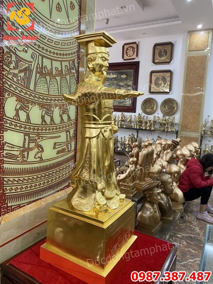 Tượng đồng vua Đinh Tiên Hoàng cao 90cm Dát vàng 9999