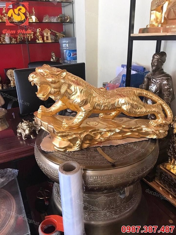 Tượng Hổ đồng phong thuỷ dài 80cm thếp vàng 9999 đẹp xuất sắc.!!
