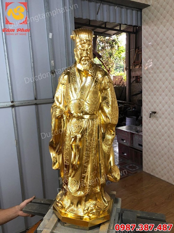 Tượng Khổng Minh Gia Cát Lượng cao 75cm dát vàng 9999 cực tinh xảo.!