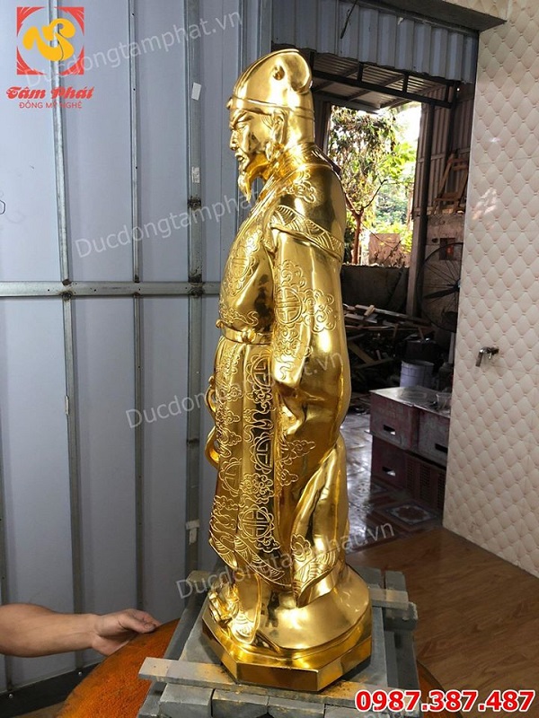 Tượng Khổng Minh Gia Cát Lượng cao 75cm dát vàng 9999 cực tinh xảo.!