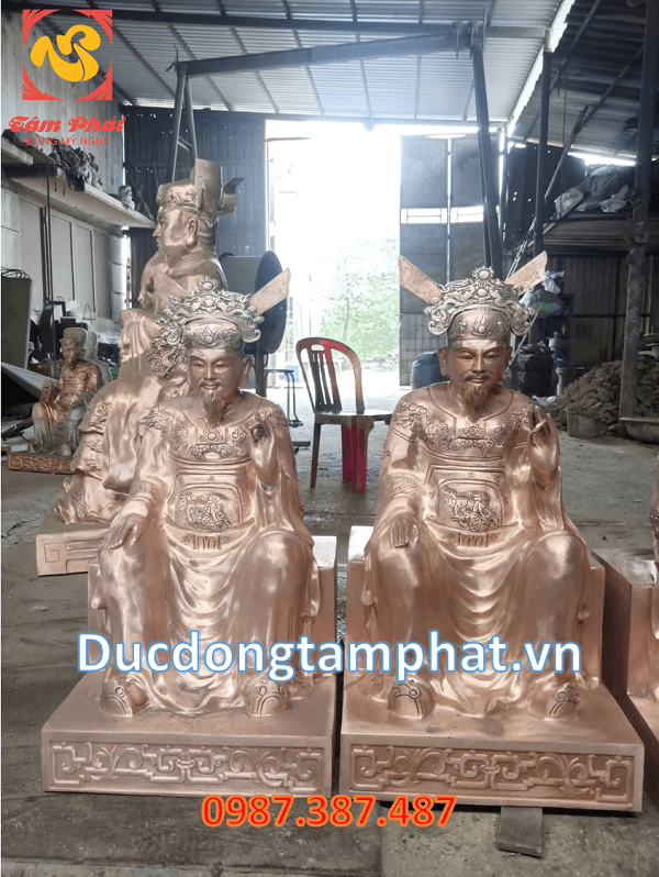 Tượng ngũ vị tôn quan cao 63cm bằng đồng đỏ phấn diện chuyển đền thờ tại Phú Quốc