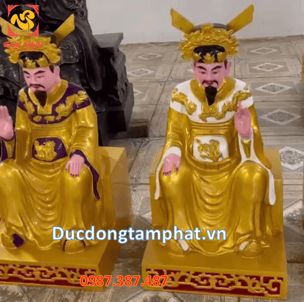 Tượng ngũ vị tôn quan cao 63cm bằng đồng đỏ phấn diện chuyển đền thờ tại Phú Quốc