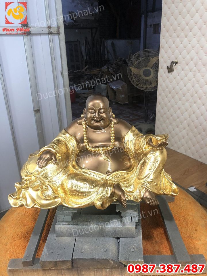 Tượng Phật Di Lặc bằng đồng dát vàng 9999 giá xưởng.!