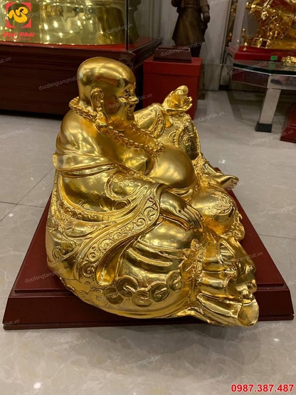 Tượng Phật Di Lặc bằng đồng mạ vàng 24k dài 45cm tuyệt đẹp