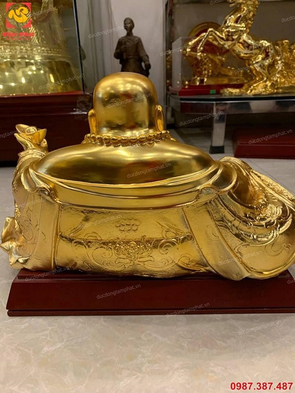 Tượng Phật Di Lặc bằng đồng mạ vàng 24k dài 45cm tuyệt đẹp