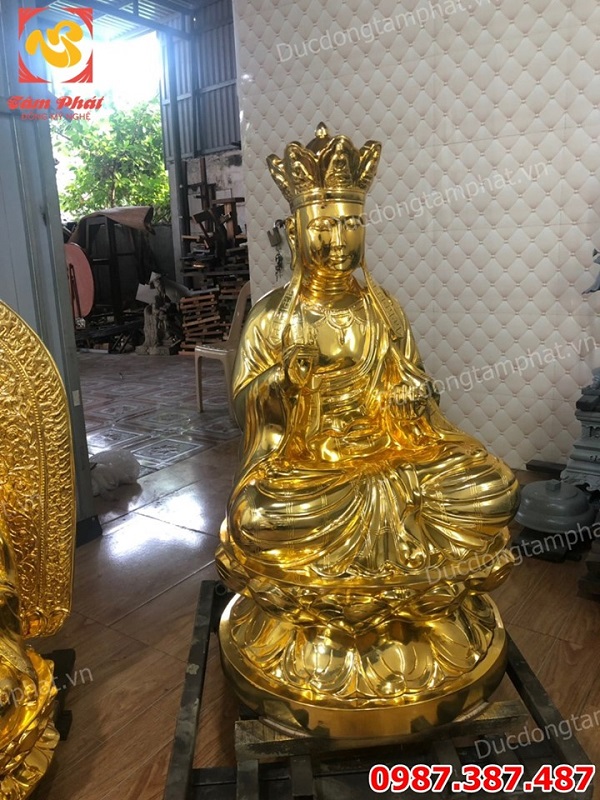 Tượng Phật Địa Tạng bằng đồng cao 90cm mạ vàng 24k đã xong cho chùa Sùng Tích