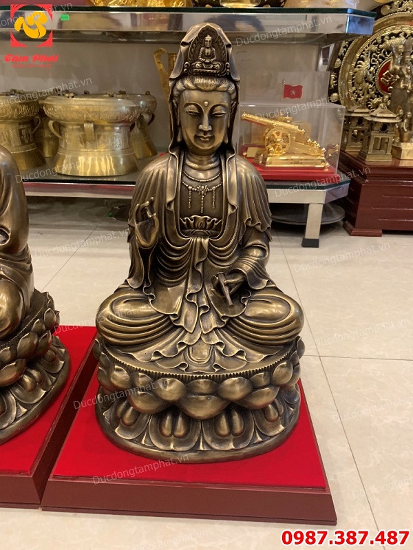Tượng Phật Tây Phương tam thánh cao 48cm giả cổ tuyệt đẹp..!