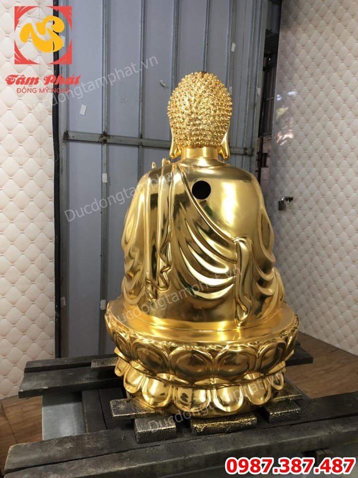 Tượng tam thế Phật bằng đồng mạ vàng cao 60cm