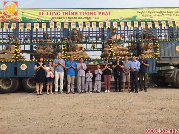 Vận chuyển 5 tượng Phật bằng đồng cao 2m cho chùa Hưng Nghĩa Tự- Bình Thuận..!