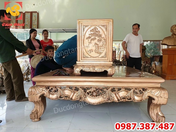 Xưởng Đúc đồng theo yêu cầu - Đúc đồng Sập gụ tủ chè bằng đồng.!