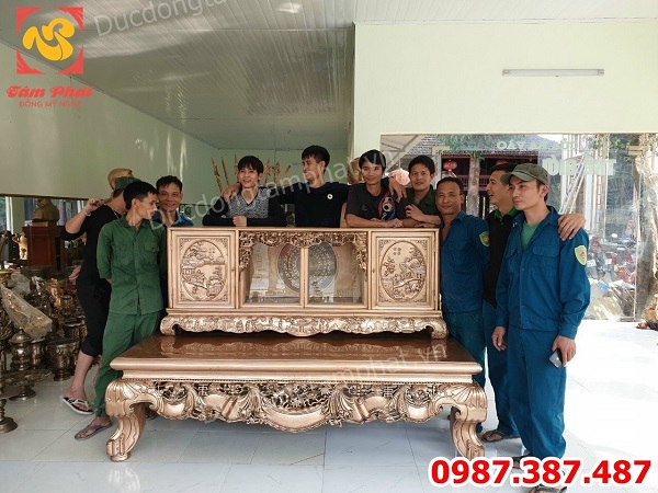 Xưởng Đúc đồng theo yêu cầu - Đúc đồng Sập gụ tủ chè bằng đồng.!